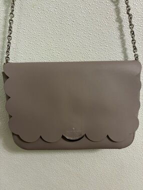 Kate  Spade Isabella Magnolia Mauve/Beige Scalloped Leather Crossbody Bag NWOT